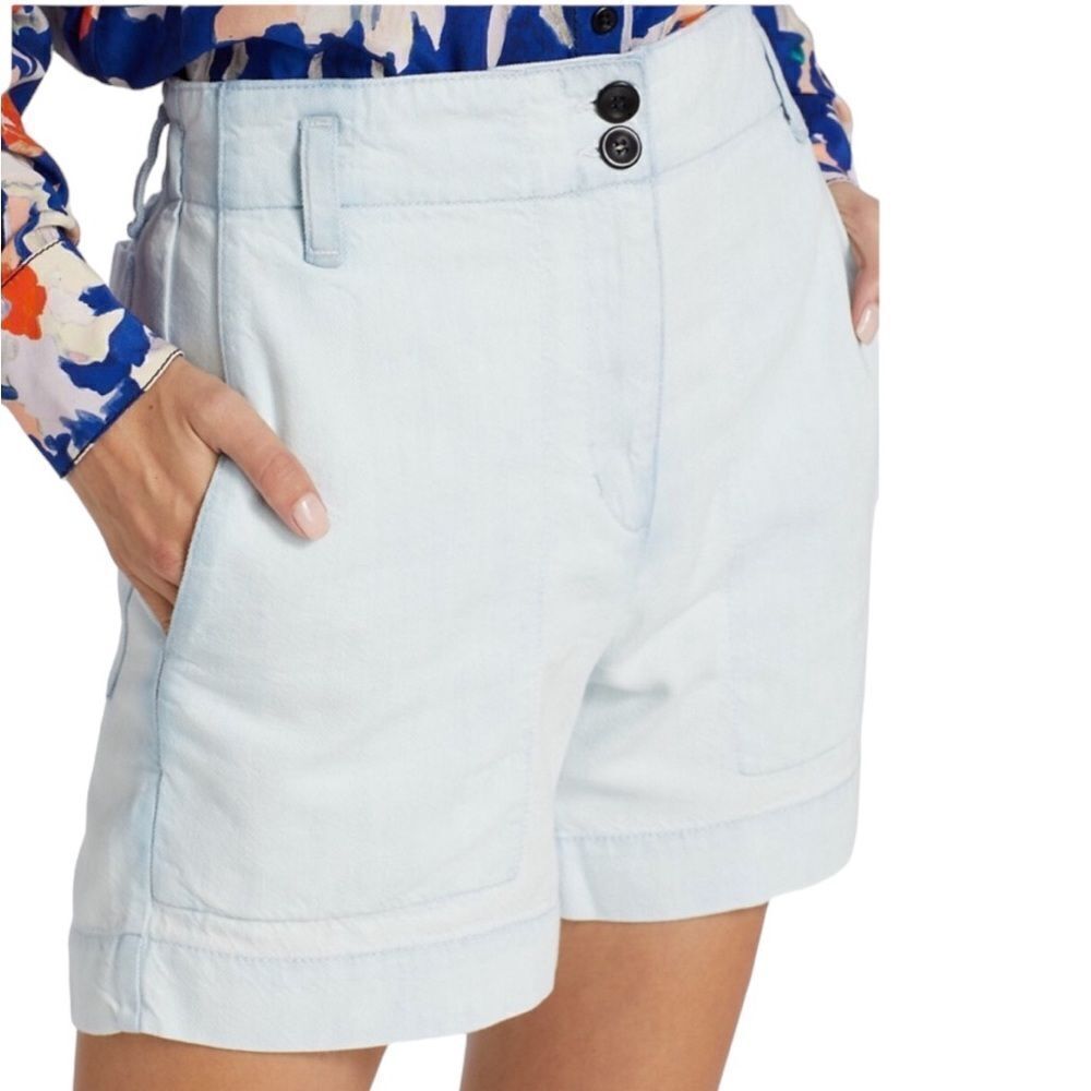 Proenza Schouler Shorts Size 8 Light Wash Denim Elastic Stretch Waistband